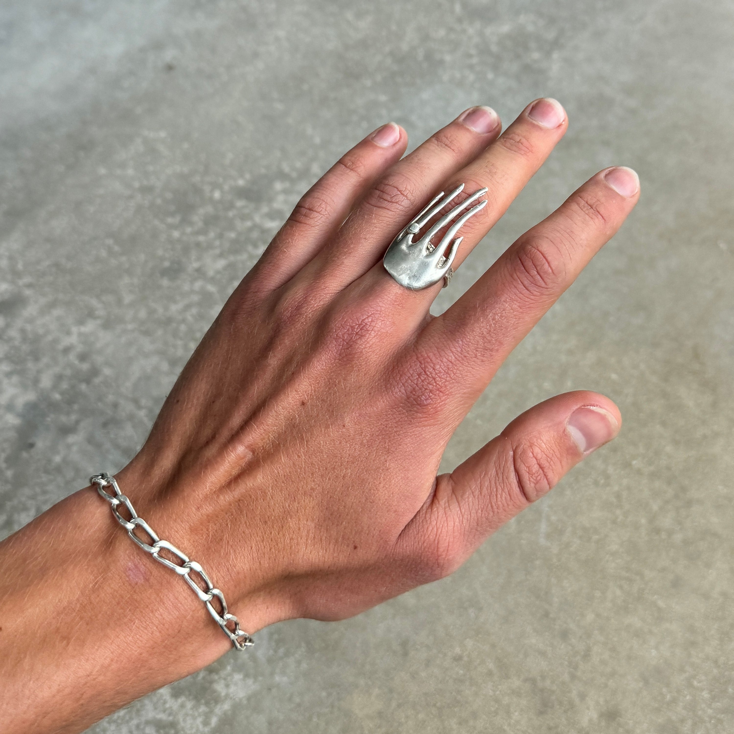 Slim Hand Silver Ring